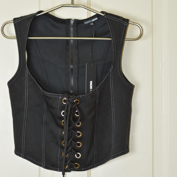 Fashion Nova Black Corset Tank Top - Picture 2 of 11
